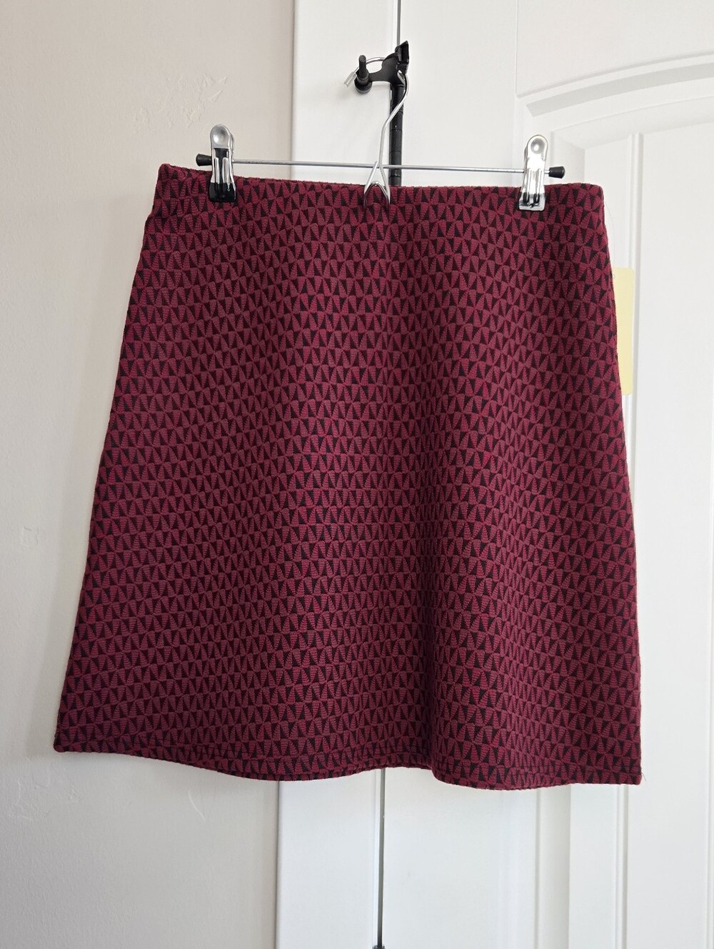RD Style A-Line Skirt in Burgundy Geometric Knit